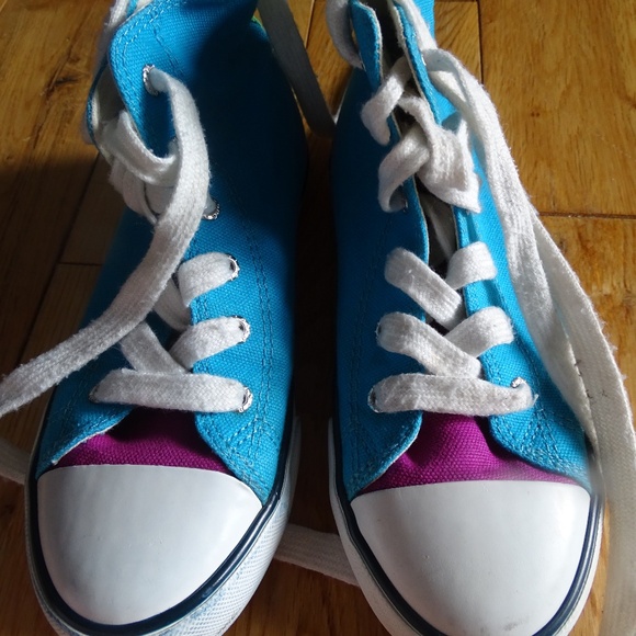 LIKE NEW POLO Ralph Lauren KIDS CANVAS HIGH TOP RUNNERS - Picture 2 of 5